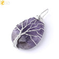 Necklace Pendant Wire Wrap Natural Stone Pink