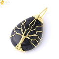 Necklace Pendant Wire Wrap Natural Stone Pink
