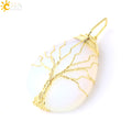 Necklace Pendant Wire Wrap Natural Stone Pink