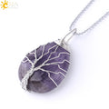 Necklace Pendant Wire Wrap Natural Stone Pink