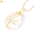 Necklace Pendant Wire Wrap Natural Stone Pink