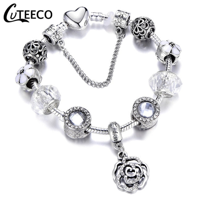Fashion Silver Charms Bracelet Bangle For Women