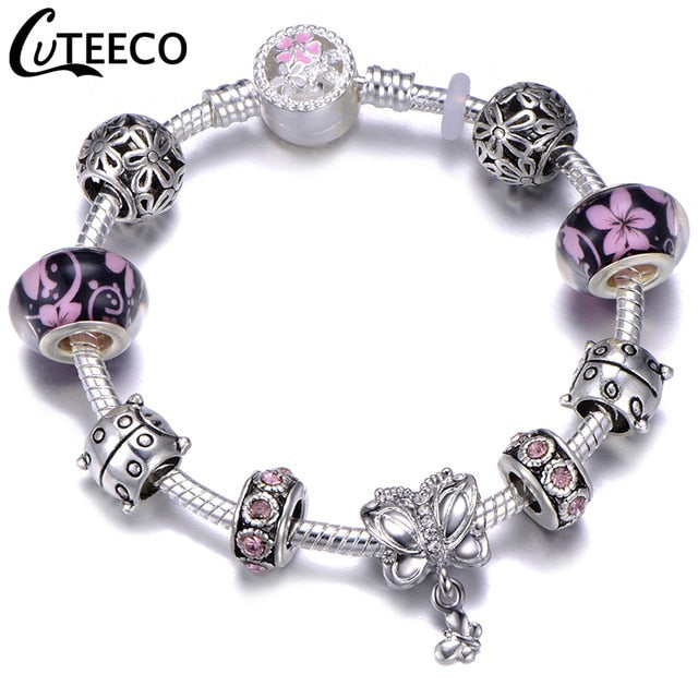 Fashion Silver Charms Bracelet Bangle For Women