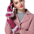 Leather Gloves Woman Fashion Black PU Leather