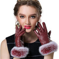 Leather Gloves Woman Fashion Black PU Leather