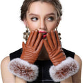 Leather Gloves Woman Fashion Black PU Leather