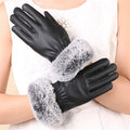Leather Gloves Woman Fashion Black PU Leather
