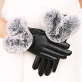 Leather Gloves Woman Fashion Black PU Leather