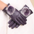 Leather Gloves Woman Fashion Black PU Leather