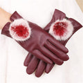 Leather Gloves Woman Fashion Black PU Leather