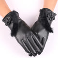 Leather Gloves Woman Fashion Black PU Leather
