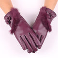 Leather Gloves Woman Fashion Black PU Leather