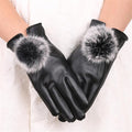 Leather Gloves Woman Fashion Black PU Leather