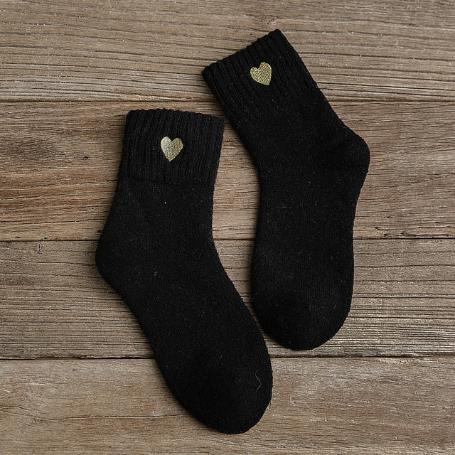 Embroidery love pattern woman socks warm