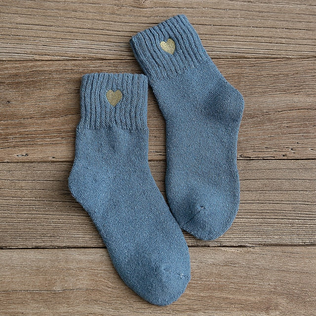Embroidery love pattern woman socks warm