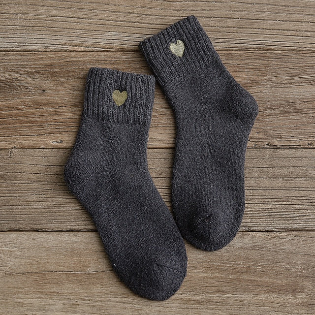 Embroidery love pattern woman socks warm