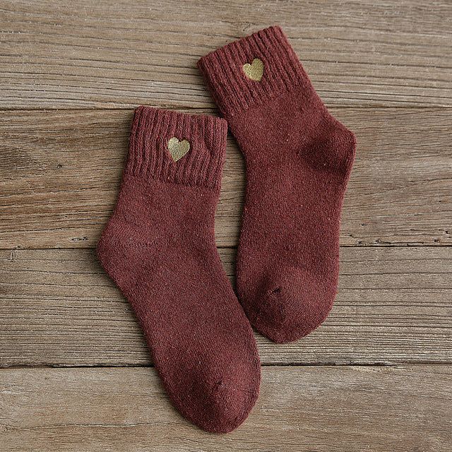 Embroidery love pattern woman socks warm