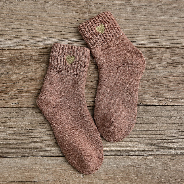 Embroidery love pattern woman socks warm