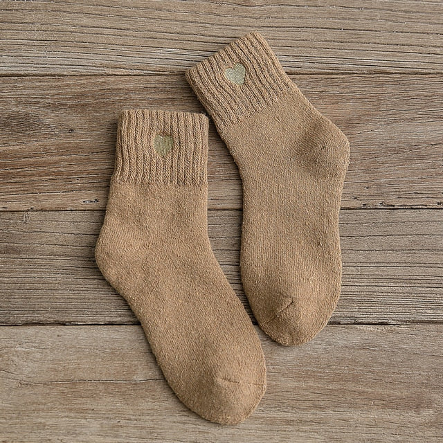 Embroidery love pattern woman socks warm