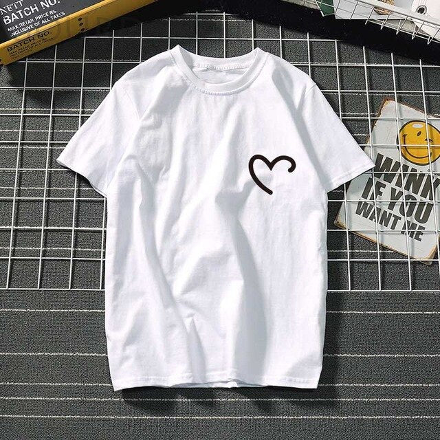 Printed Summer Black Round neck Casual Heartbeat