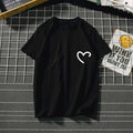 Printed Summer Black Round neck Casual Heartbeat