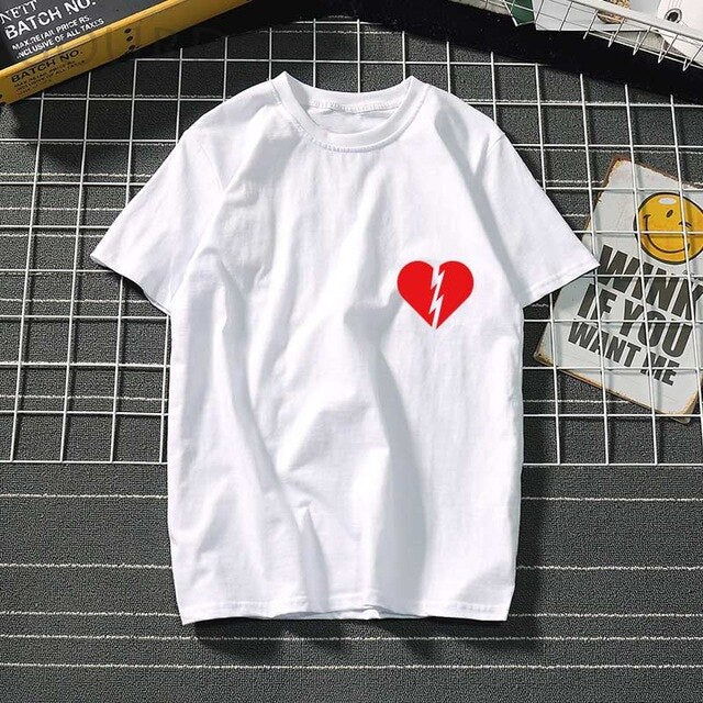 Printed Summer Black Round neck Casual Heartbeat