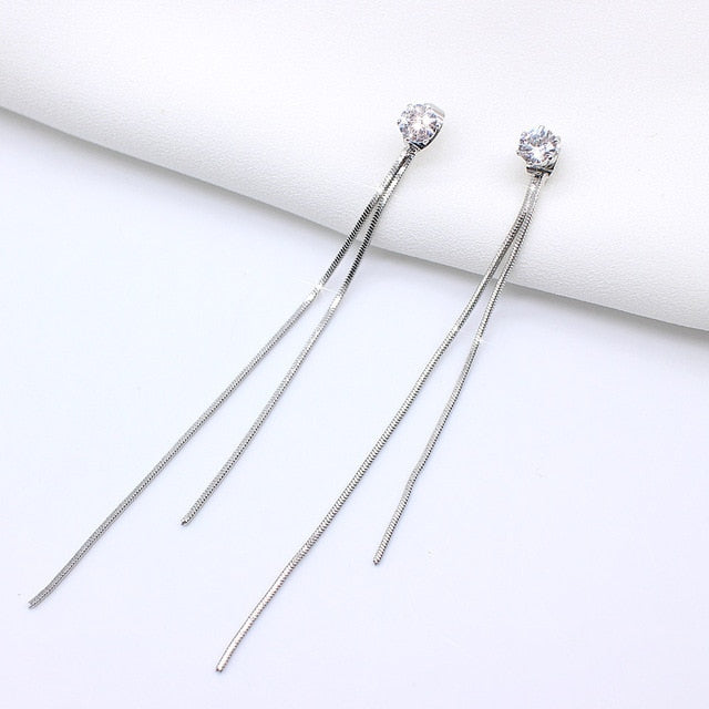 Dangle Hanging Rhinestone Long Drop Earrings