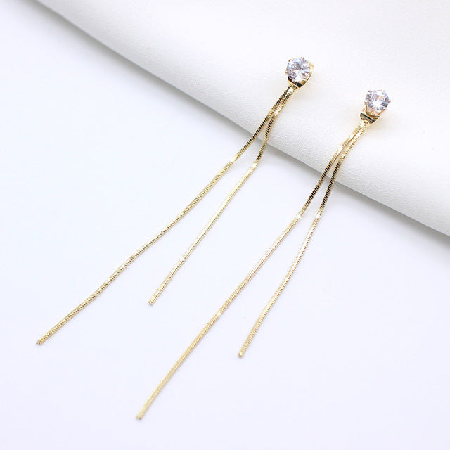 Dangle Hanging Rhinestone Long Drop Earrings