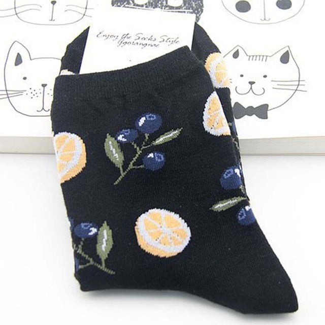 Pattern Art Socks Women Korean Animal Cactus
