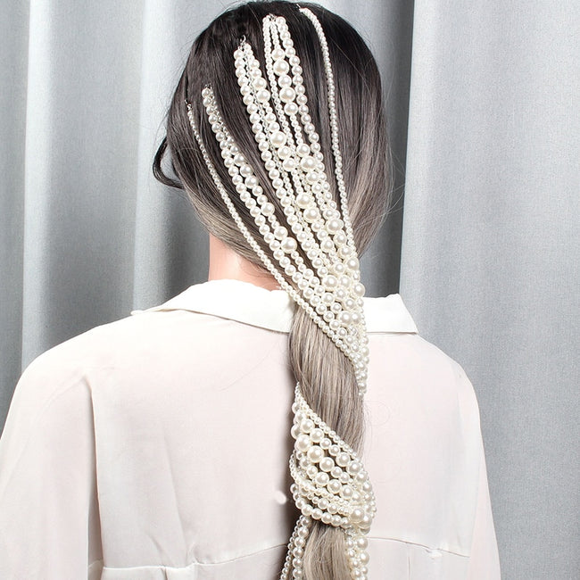 Pearl Long Tassel/Chain Bridal Wedding Hair