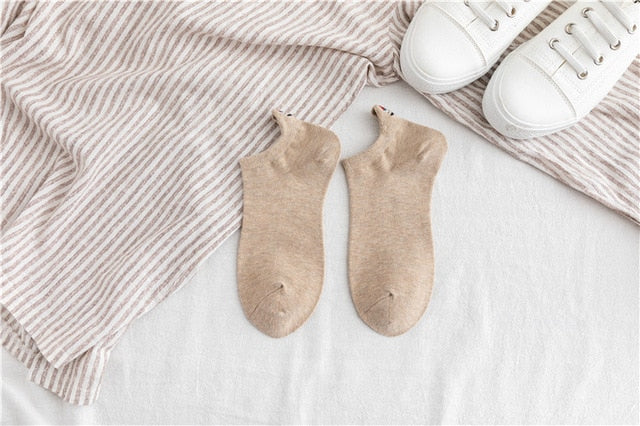 Embroidered Expression Women Socks Cotton