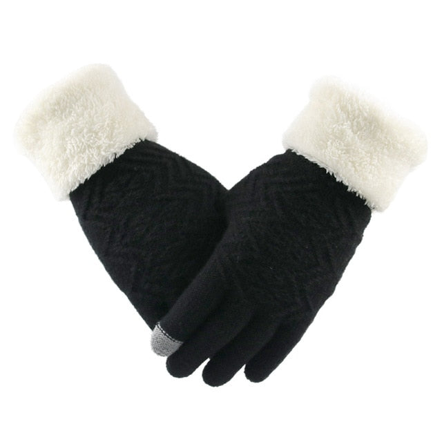 Winter Women Knitted Gloves Touch Screen Female