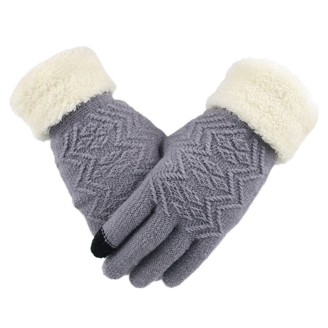 Winter Women Knitted Gloves Touch Screen Female