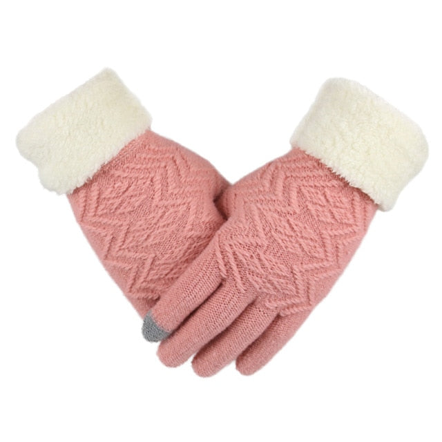 Winter Women Knitted Gloves Touch Screen Female