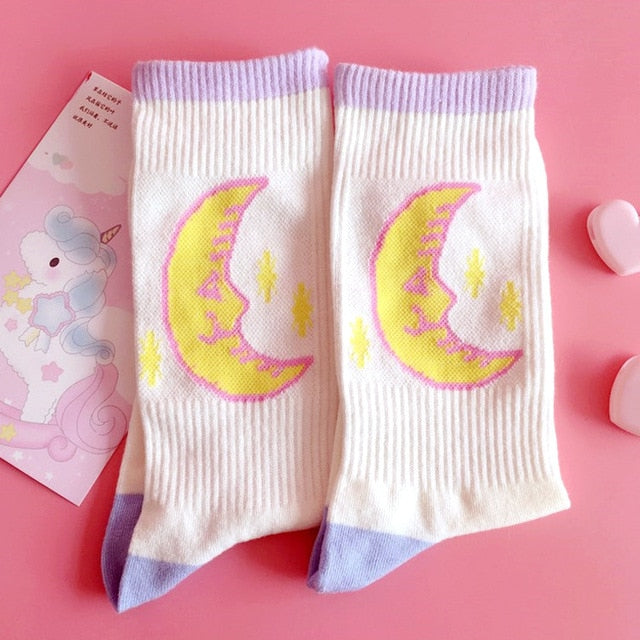 Fashion Happy Socks Women milk Food painting