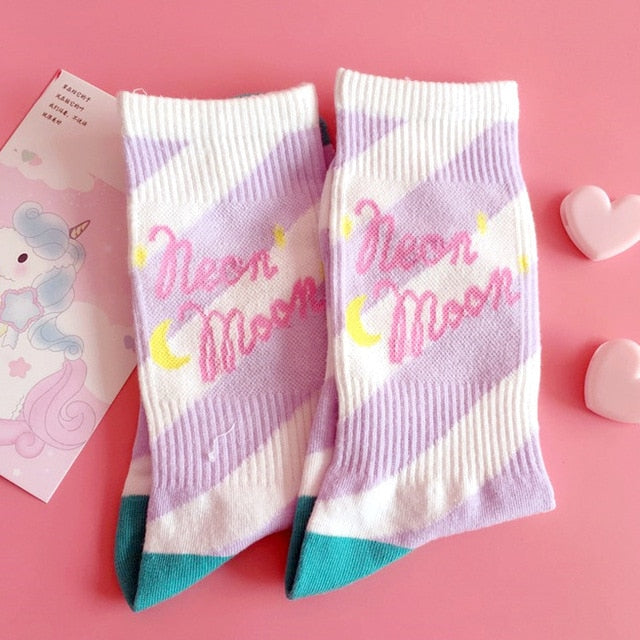 Fashion Happy Socks Women milk Food painting