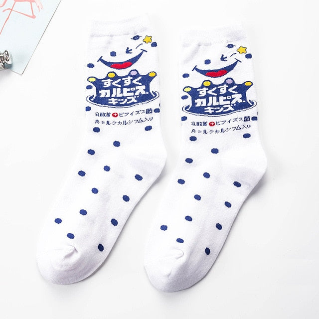 Fashion Happy Socks Women milk Food painting
