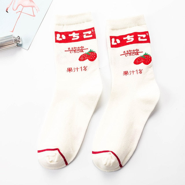 Fashion Happy Socks Women milk Food painting