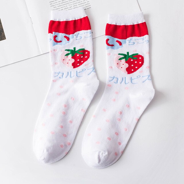 Fashion Happy Socks Women milk Food painting