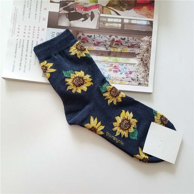 Pattern Art Socks Women Korean Animal Cactus