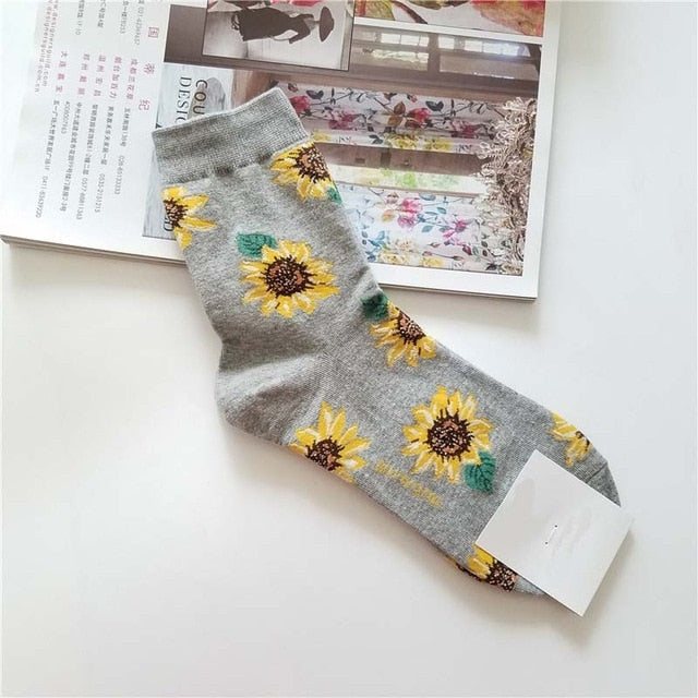 Pattern Art Socks Women Korean Animal Cactus
