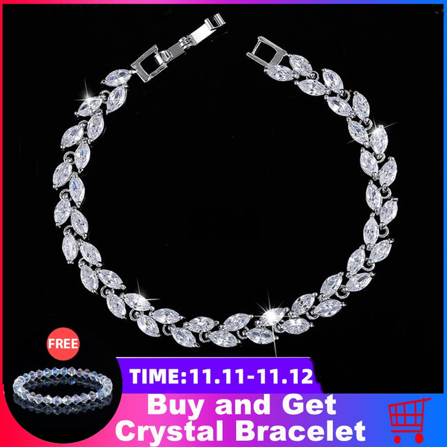 Cubic Zirconia Jewelry Silver Color Leaf Charm