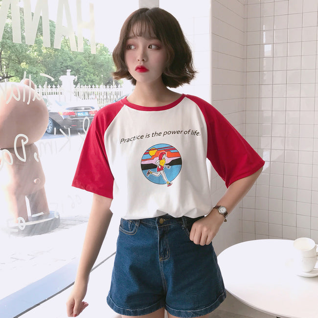 Letter Printed Cute Loose Causal T-shirts