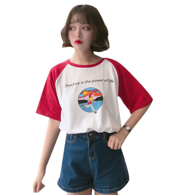 Letter Printed Cute Loose Causal T-shirts