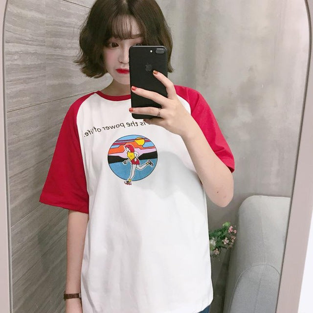 Letter Printed Cute Loose Causal T-shirts