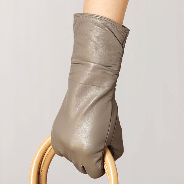 Genuine Leather Women Gloves Thermal Velvet