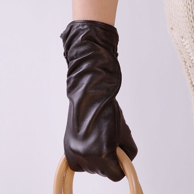 Genuine Leather Women Gloves Thermal Velvet