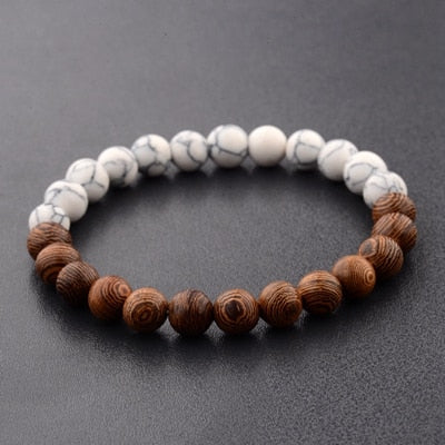 Natural Wood Beads Bracelets Men Black