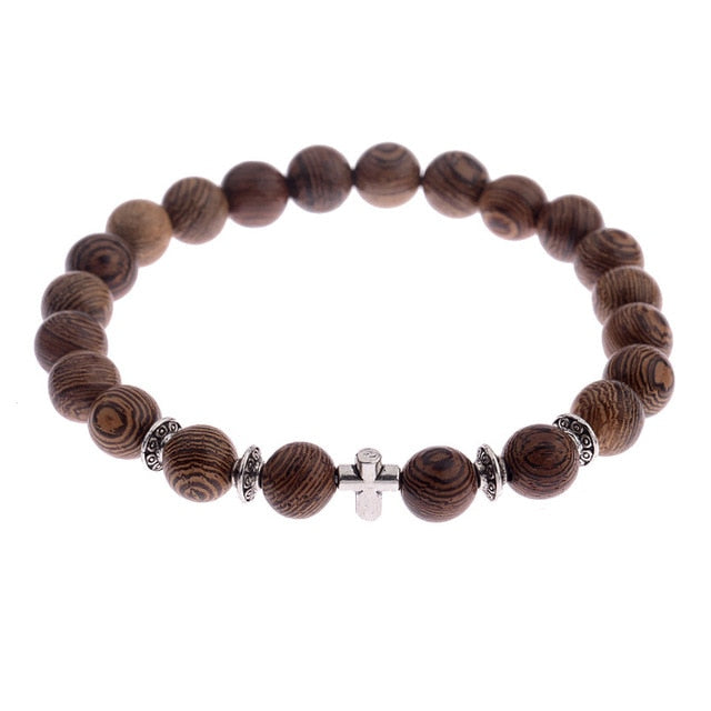 Natural Wood Beads Bracelets Men Black