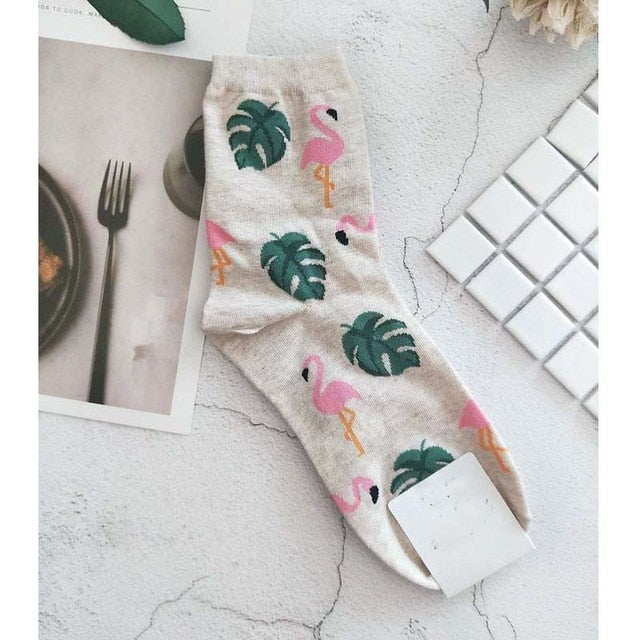 Pattern Art Socks Women Korean Animal Cactus